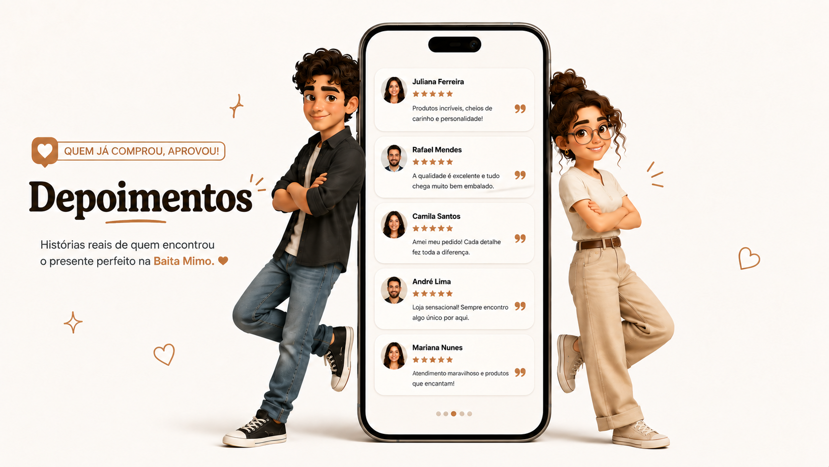 Lampião Jones e Mimosa ao lado de um celular.